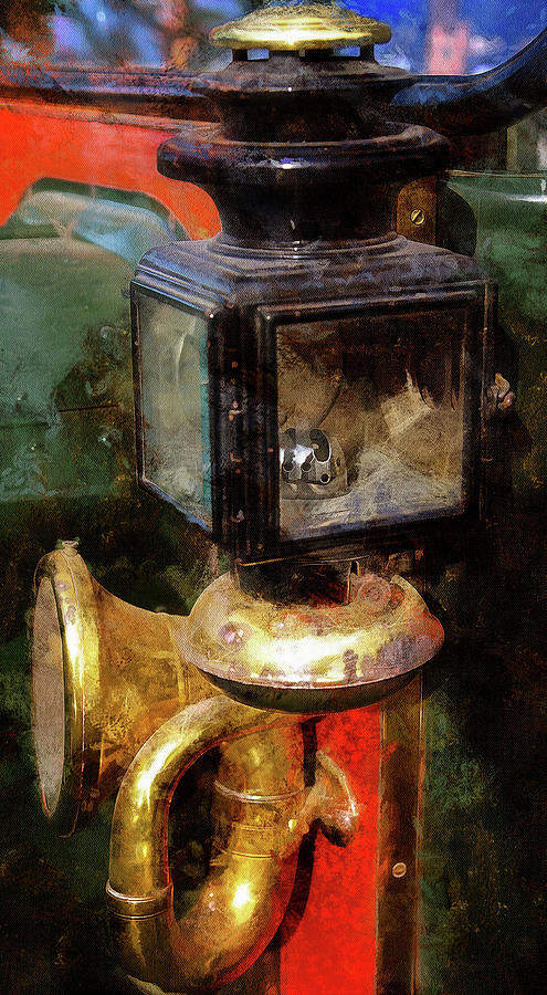 Vintage Gas Lamp and Horn Photograph by Thom Zehrfeld