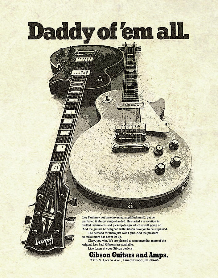 Vintage Gibson Les Paul Ad Digital Art by Gary Bodnar - Fine Art