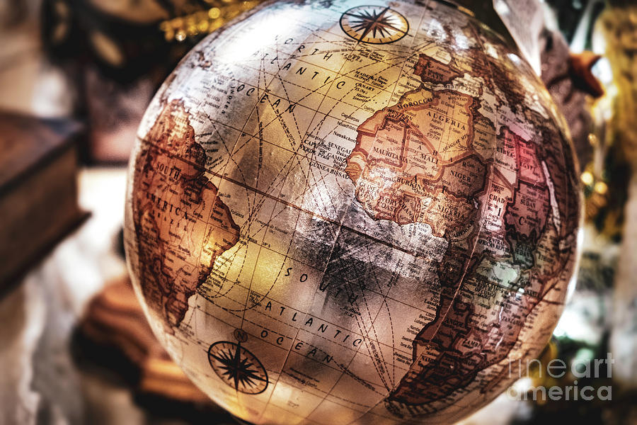 Vintage Globe Background Retro Brown Speia Travel Geography Ancient Map Photograph by Luca Lorenzelli