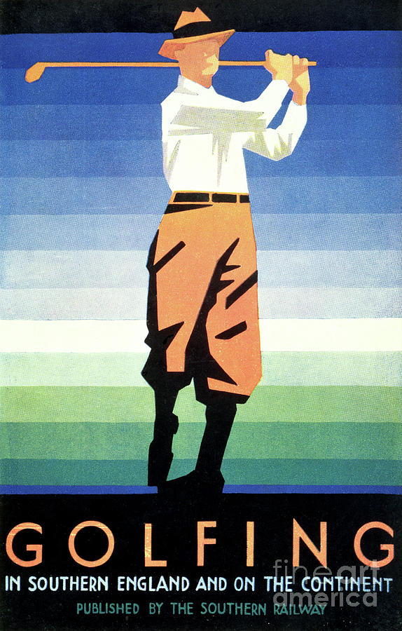 Vintage golf poster Painting by English School