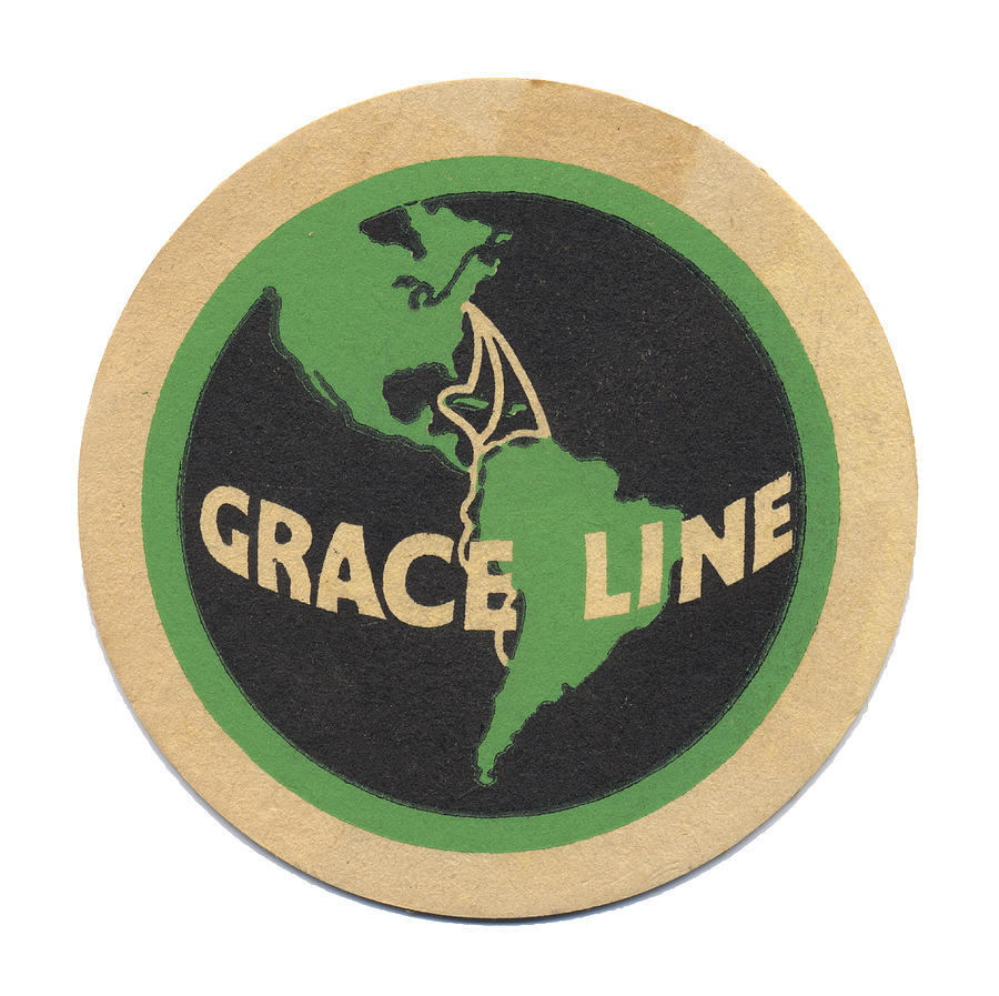Vintage Grace Lines Cruise Line Coaster Drawing