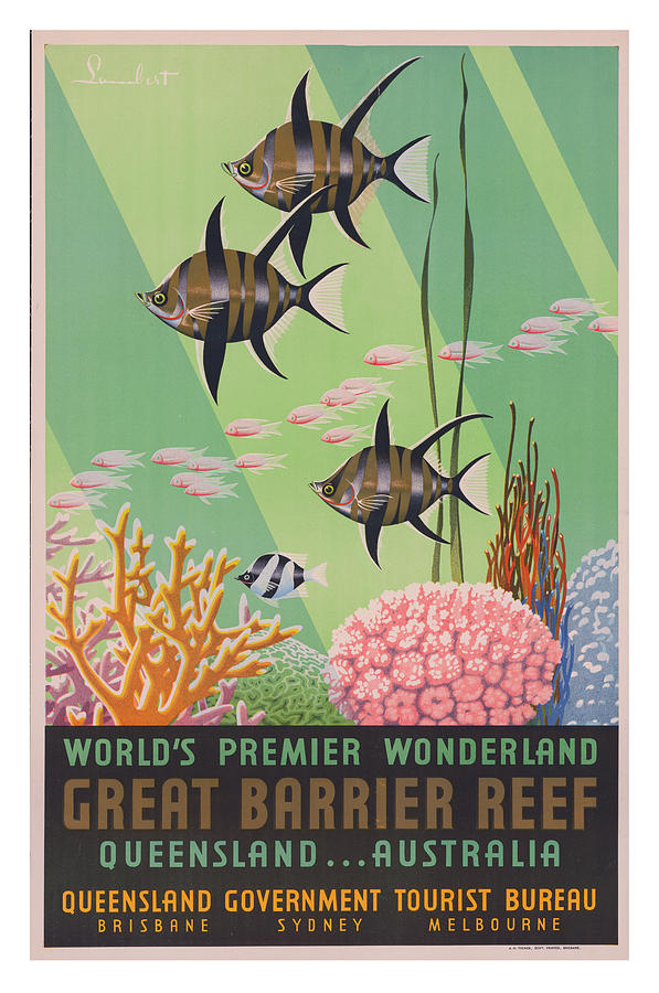 Vintage Great Barrier Reef Travel Poster 2 Photograph