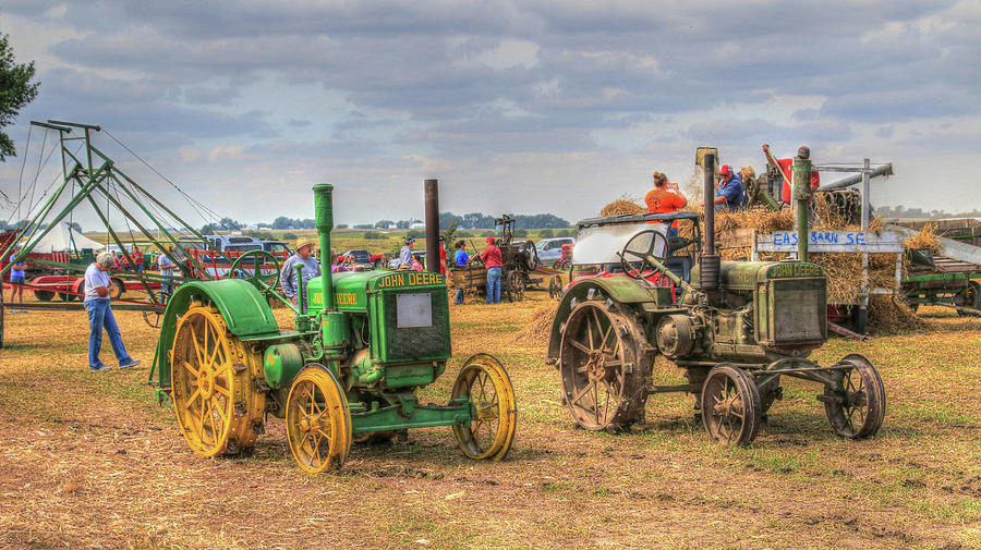 Vintage Green Tractor Pair Photograph by J Laughlin