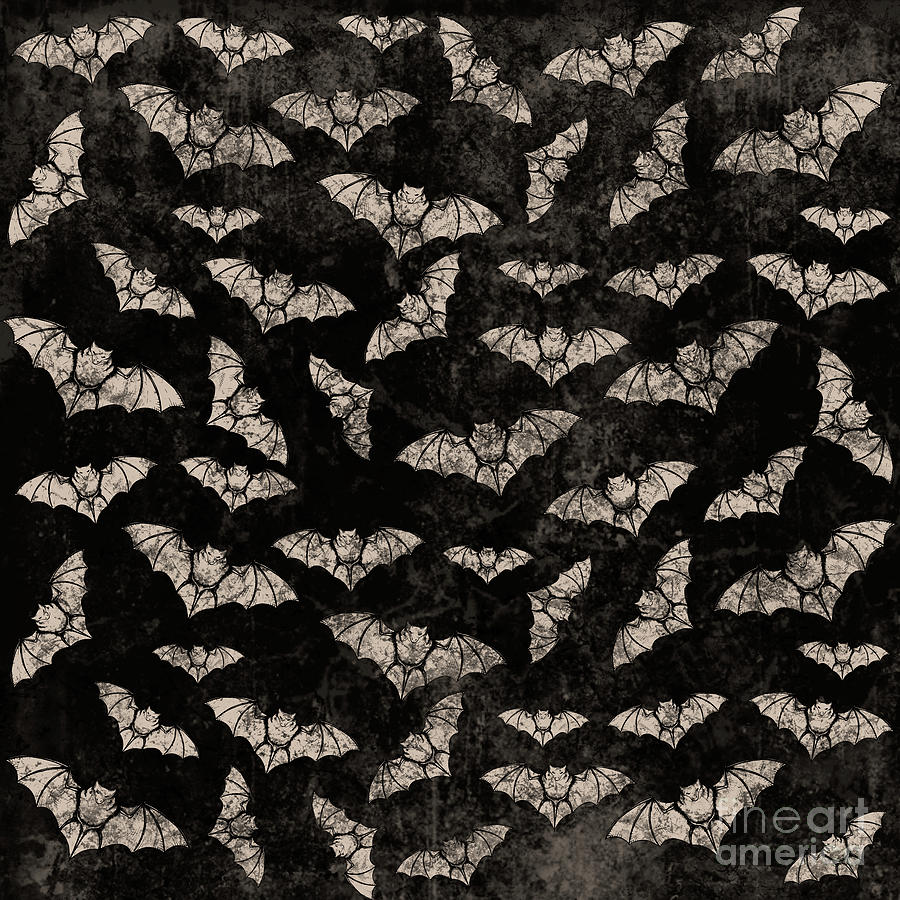 Vintage Halloween Bat Pattern Digital Art