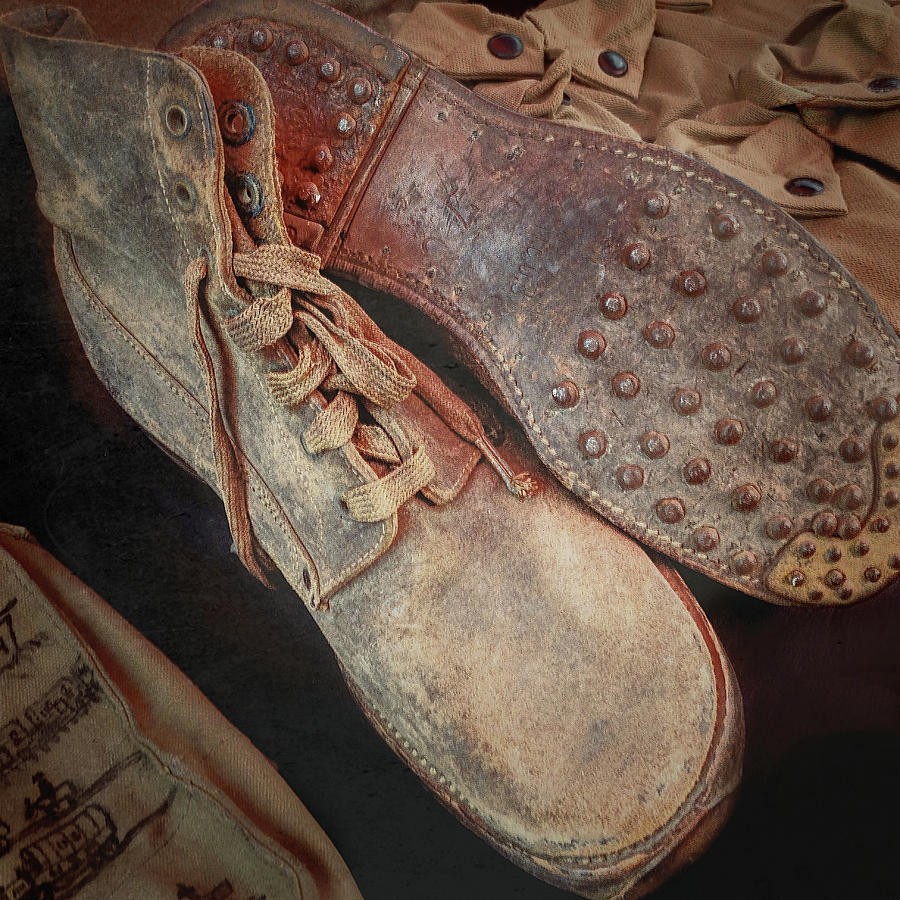 Vintage Hobnail Boots  Photograph by Ann Powell