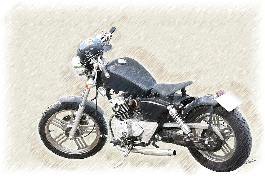 Vintage Honmaki Motorbike - DWP1720526 Drawing by Dean Wittle