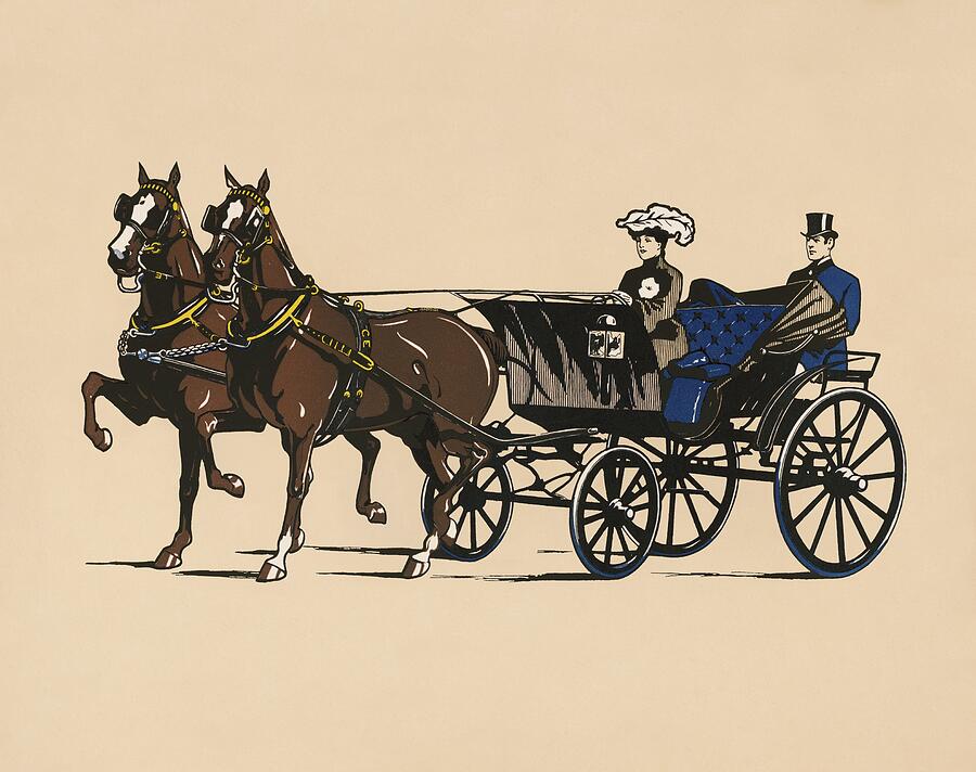 Vintage Horse-drawn Carriage Illustration Drawing by Trendy Art Vintage Horse-drawn Carriage Illustration Drawing by Trendy Art