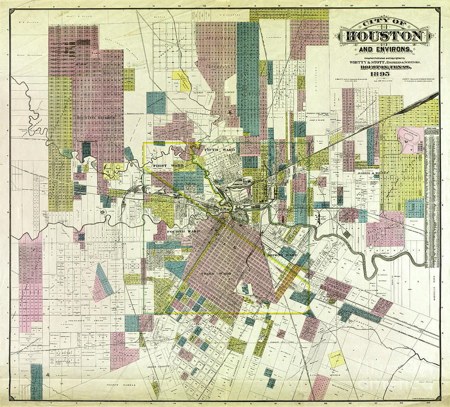 Houston Photograph - Vintage Houston Map by Jon Neidert