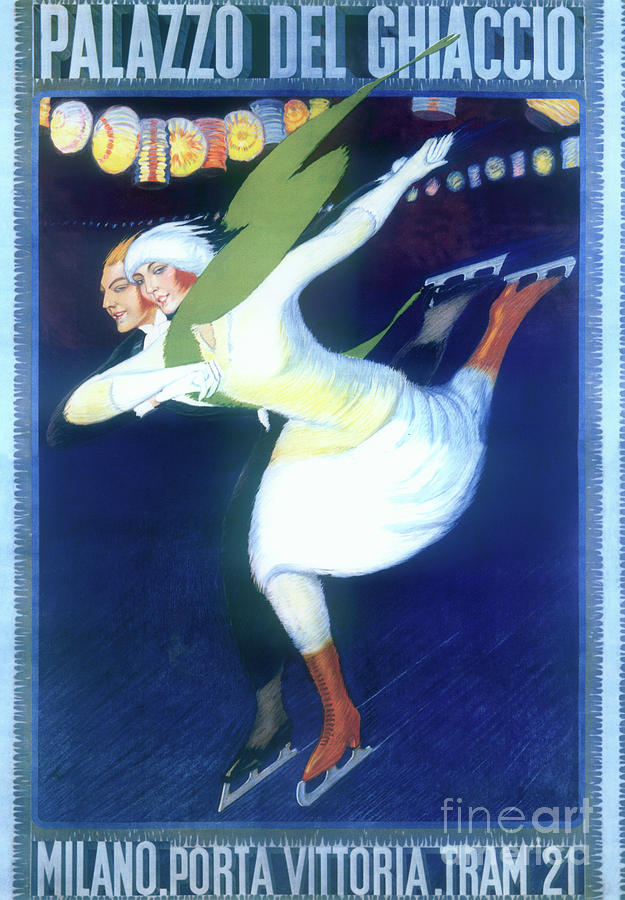 Vintage Ice Skating Poster Painting by Mindy Sommers