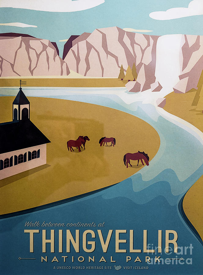 Vintage Iceland Travel Poster 3 by Miles Whittingham Vintage Iceland Travel Poster 3 by Miles Whittingham