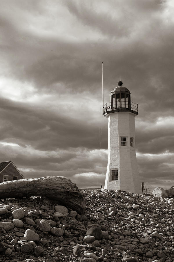 Vintage image of Scituate Lighthouse Photograph by Jeff Folger