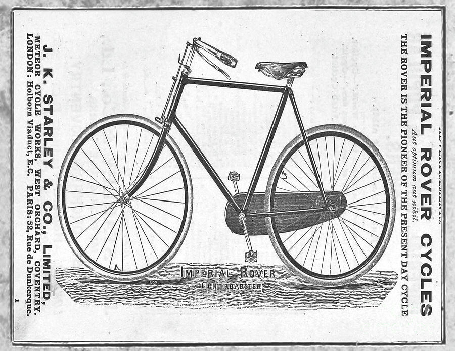 Vintage Imperial Bicycle Black and White Rover Bicycle by Nikki Vig Vintage Imperial Bicycle Black and White Rover Bicycle by Nikki Vig