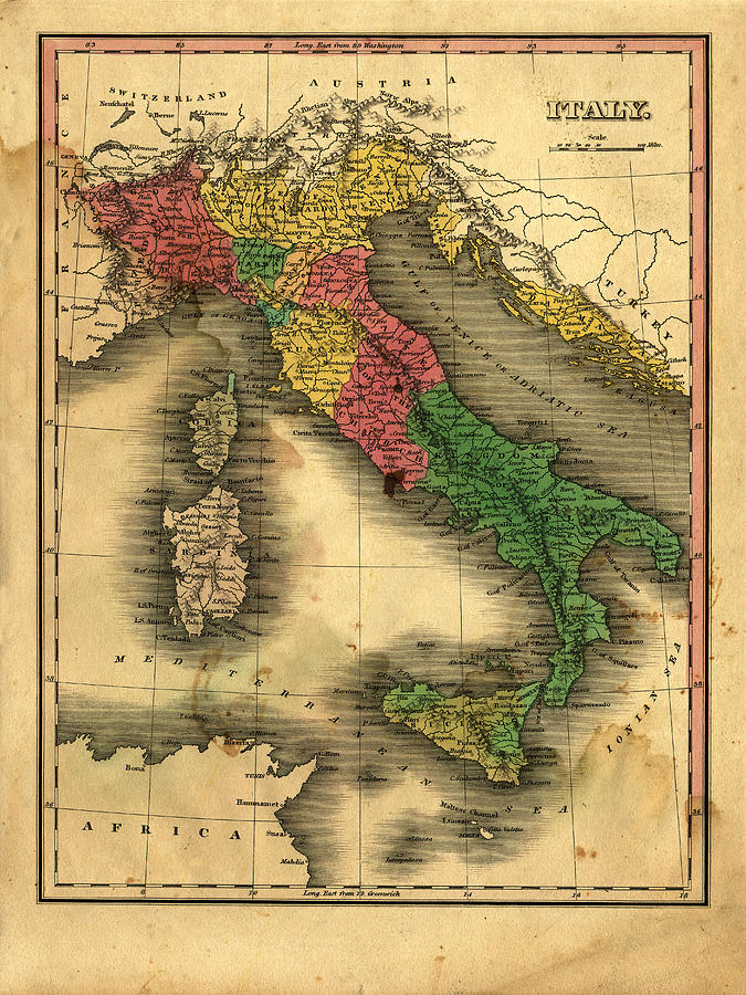 Vintage Italy Map Photograph by Belterz