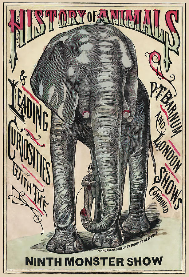 VINTAGE JUMBO the ELEPHANT CIRCUS POSTER c. 1883 Digital Art by Daniel ...