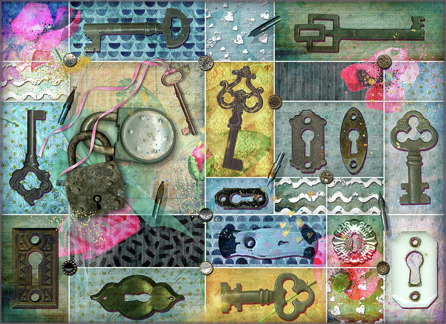 Vintage Key Collage Digital Art by Linda Carruth
