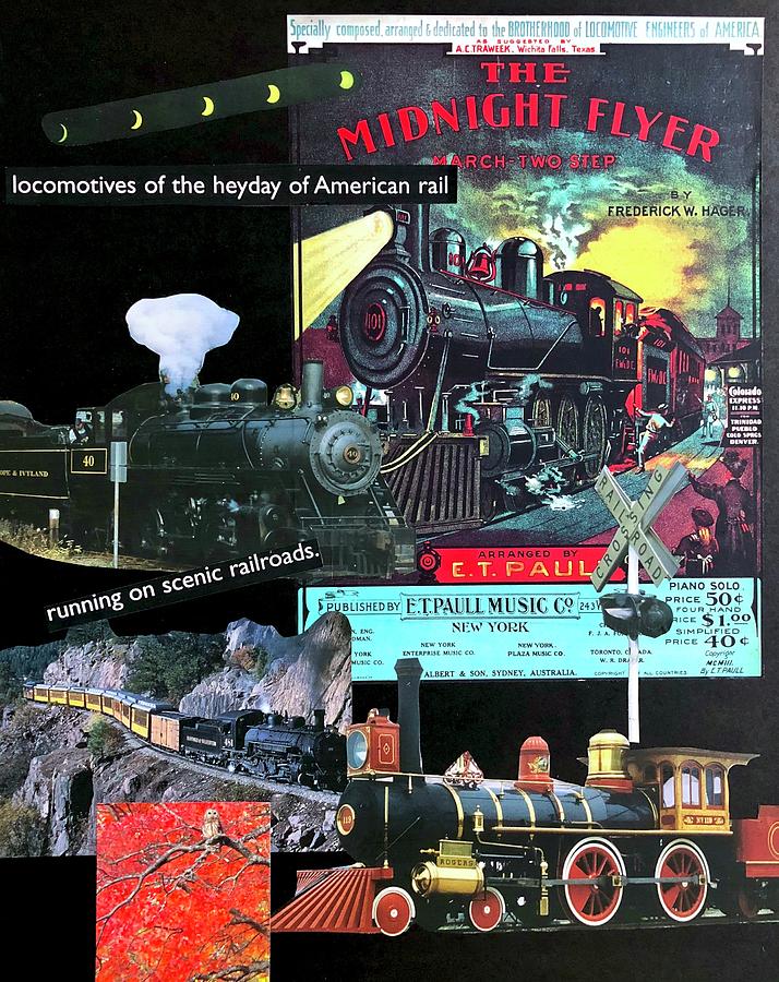 Vintage Locomotives Collage Mixed Media by Kirsten Giving
