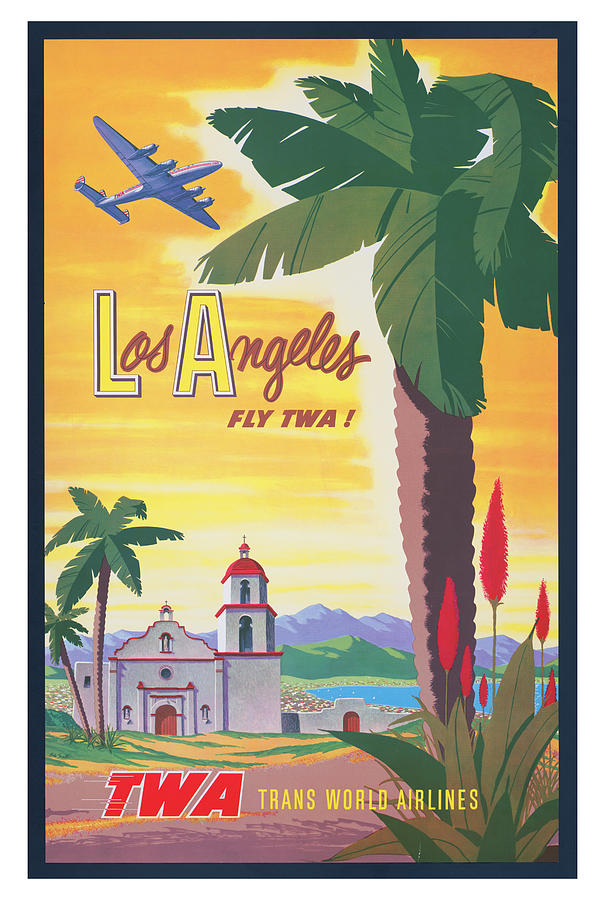 City Of Angels Photograph - Vintage Los Angeles TWA Travel Poster by Ricky Barnard