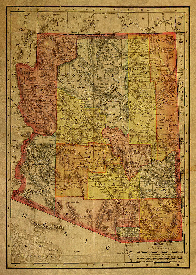 Vintage Mixed Media - Vintage Map of Arizona 1911 by Design Turnpike