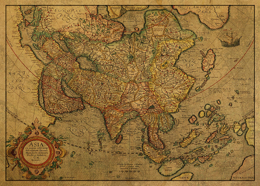 Vintage Map of Asia 1620 Mixed Media by Design Turnpike - Pixels