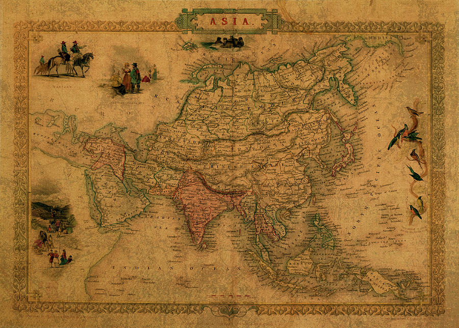 Vintage Mixed Media - Vintage Map of Asia by Design Turnpike