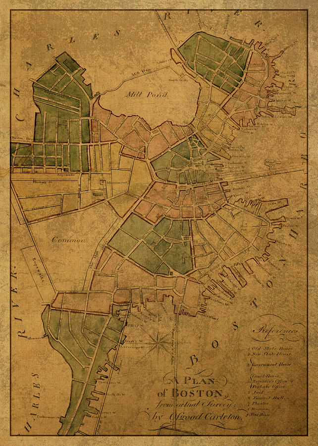 Vintage Mixed Media - Vintage Map of Boston Massachusetts 1806 by Design Turnpike