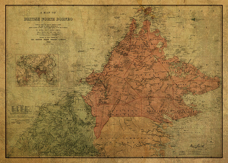 Vintage Map Of British North Borneo 1903 Mixed Media By Design Turnpike ...