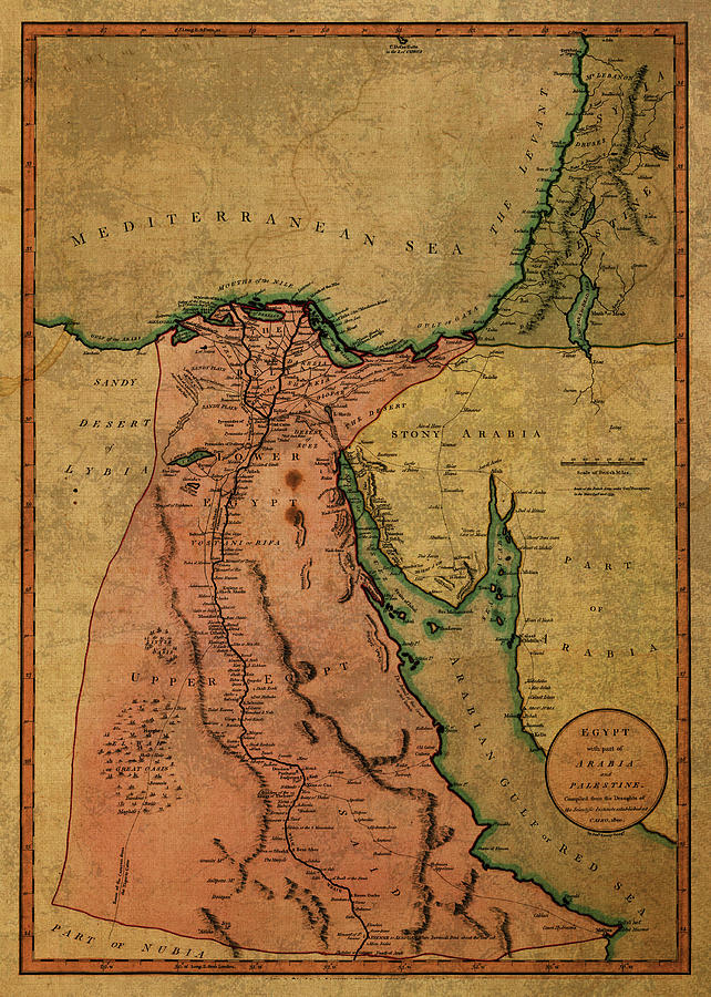 Vintage Map of Egypt 1800 Mixed Media by Design Turnpike