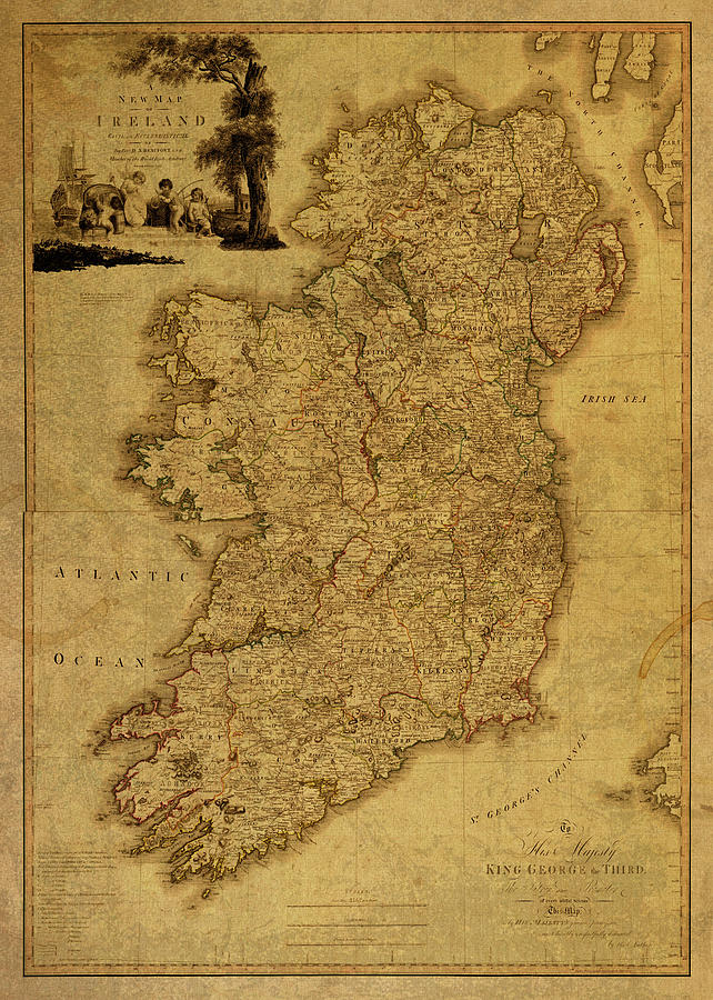 Vintage Mixed Media - Vintage Map of Ireland 1797 by Design Turnpike