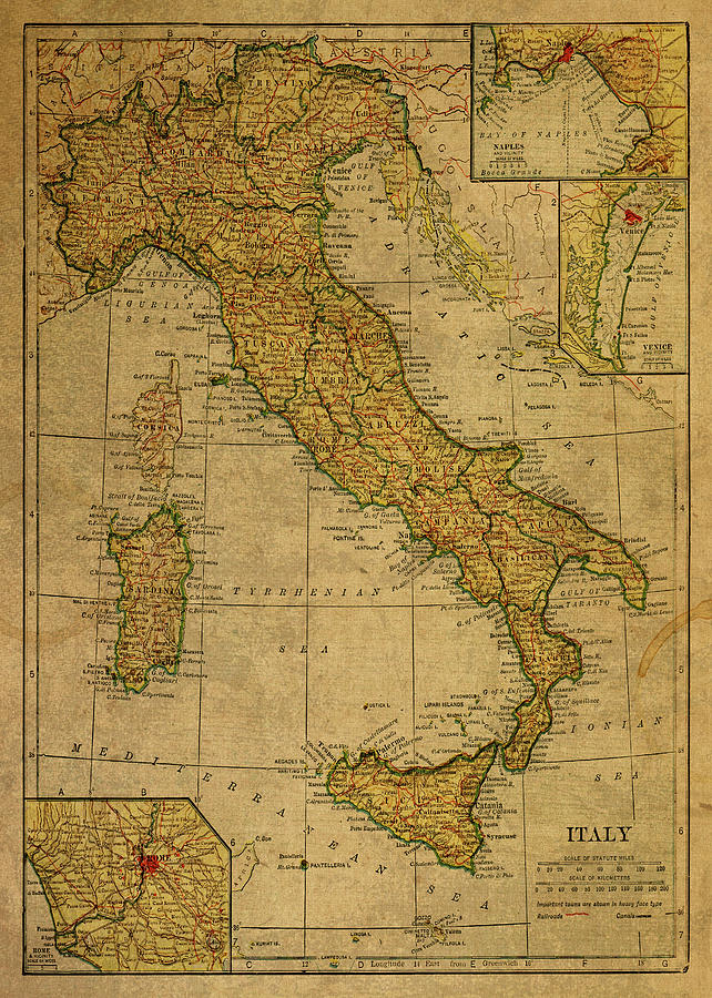 Vintage Map Of Italy Vintage Map of Italy 1925 Mixed Media by Design Turnpike