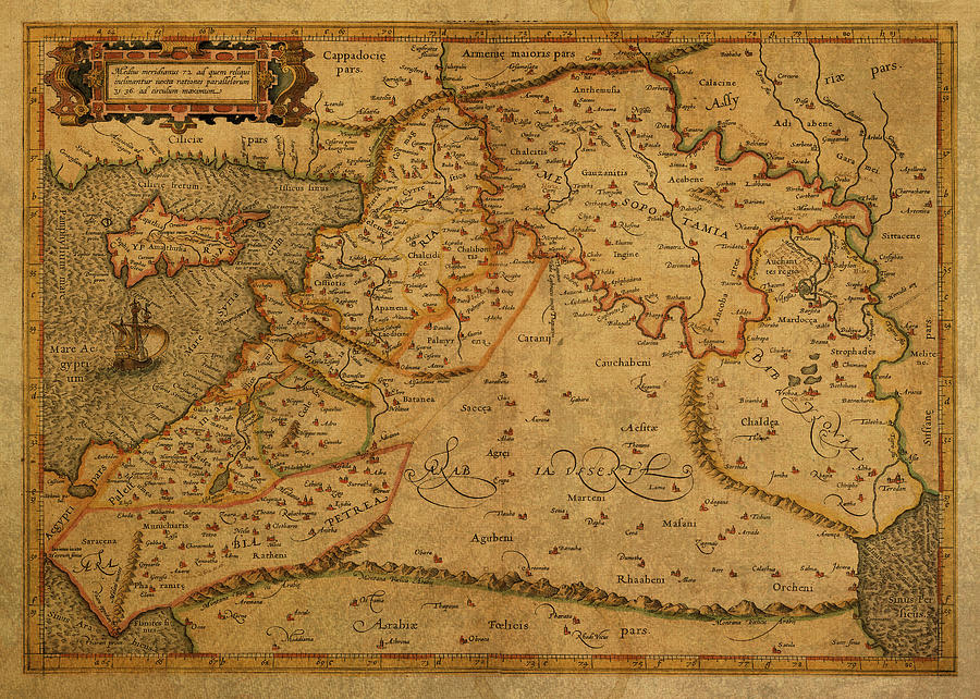 Vintage Mixed Media - Vintage Map of Middle East 1584 by Design Turnpike