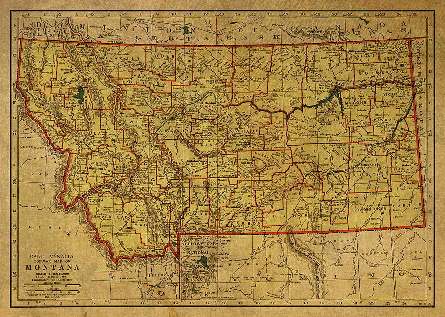 Vintage Mixed Media - Vintage Map of Montana by Design Turnpike