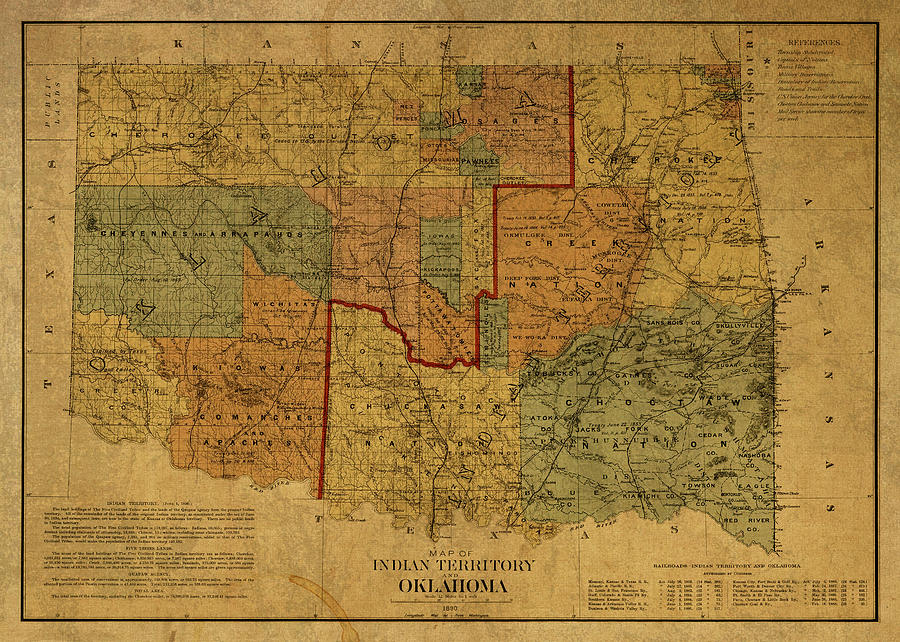 Vintage Mixed Media - Vintage Map of Oklahoma by Design Turnpike