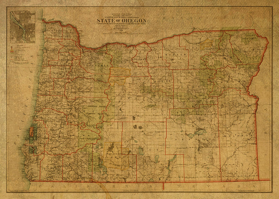 Vintage Mixed Media - Vintage Map of Oregon by Design Turnpike