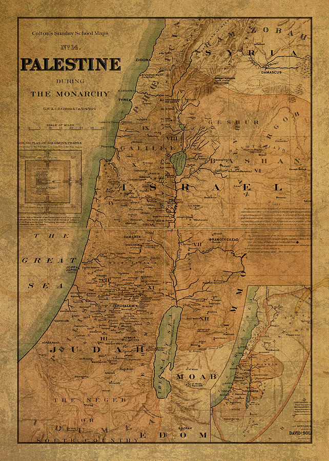 Canvas Wall Art Print Palestine Wall Art Old Map Poster Wall Art Map Print Wall Decor Map of Palestine 1851 Vintage Map Wall Poster