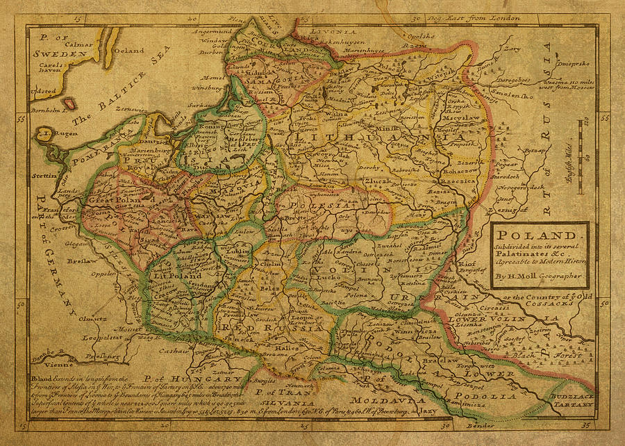 Vintage Mixed Media - Vintage Map of Poland 1731 by Design Turnpike