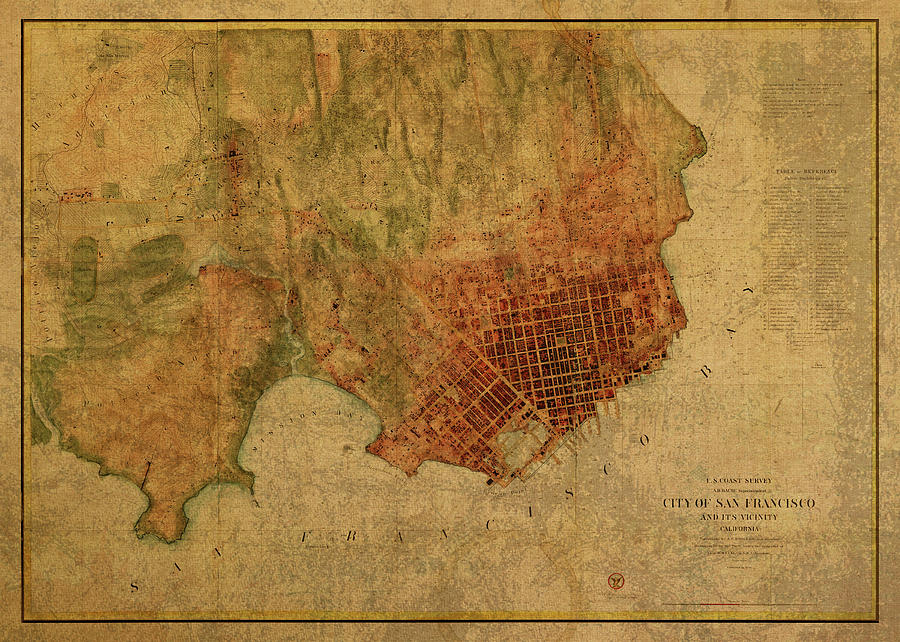 Vintage Map Of San Francisco California 1858 Mixed Media By Design Turnpike Fine Art America