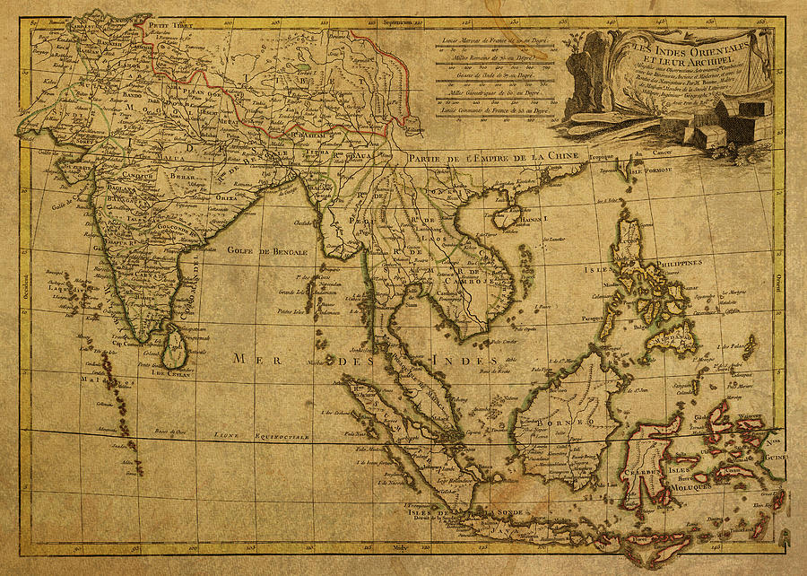 Vintage Mixed Media - Vintage Map of Southeast Asia 1770 by Design Turnpike