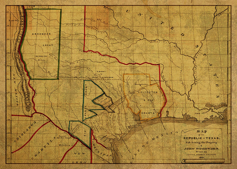 Vintage Map of Texas Republic 1842 Mixed Media by Design Turnpike - Pixels