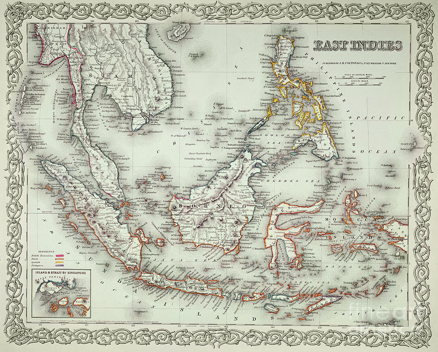 Vintage Map of the East Indies  Drawing by American School