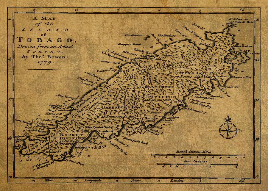 Vintage Mixed Media - Vintage Map of Trinidad and Tobago 1779 by Design Turnpike