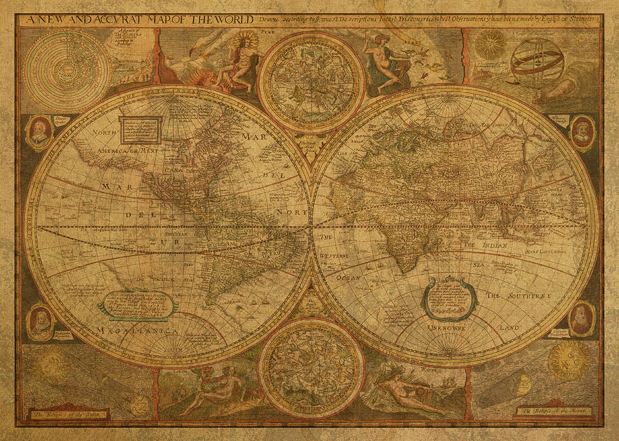 Vintage Mixed Media - Vintage Map of World 1659 by Design Turnpike