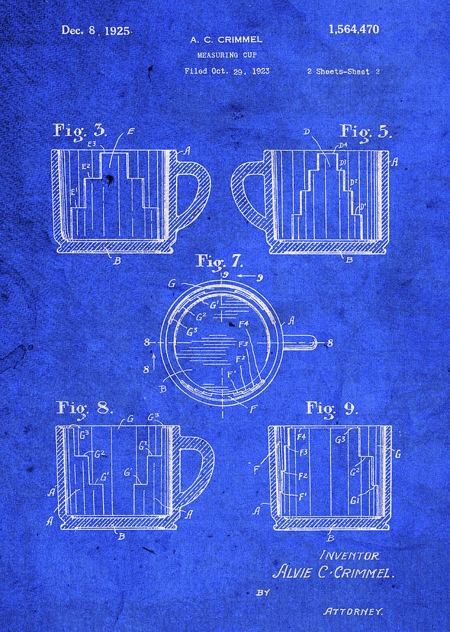 Vintage Mixed Media - Vintage Measuring Cup Patent Blueprint by Design Turnpike