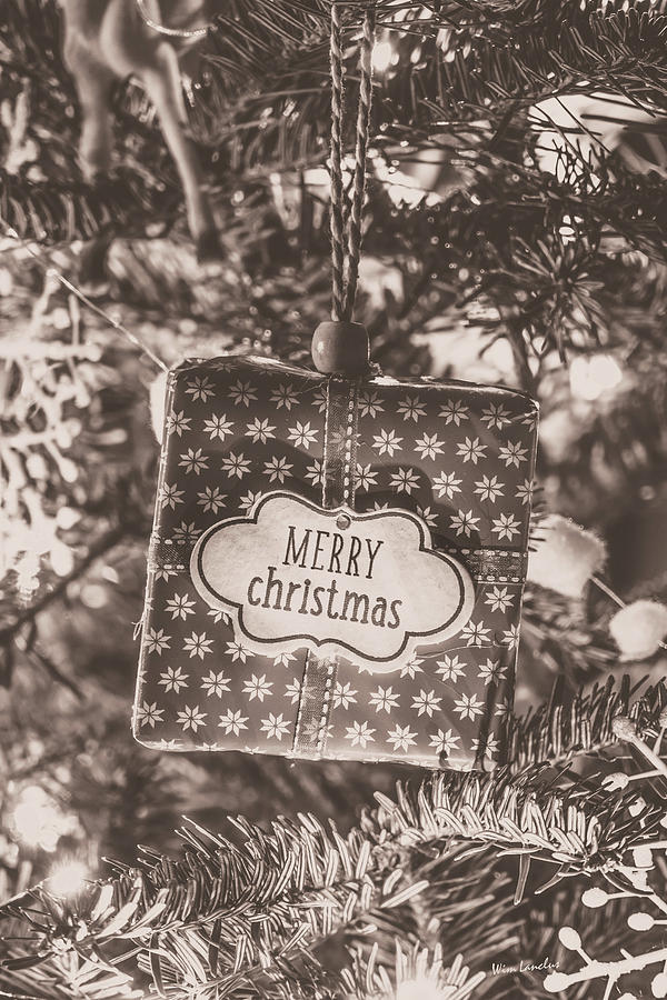 Vintage Merry Christmas Present in Tree by Wim Lanclus Vintage Merry Christmas Present in Tree by Wim Lanclus