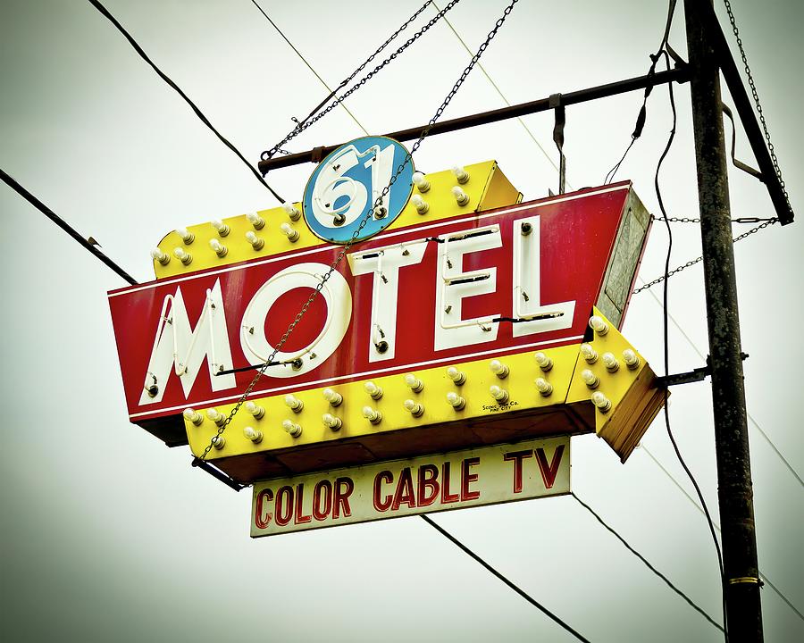 Sign Photograph - Vintage Motel V by Recapturist