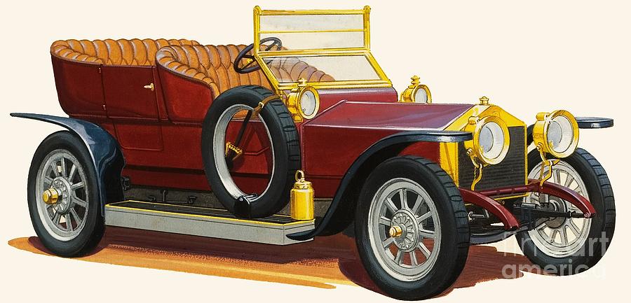 Vintage Motor Car Painting by English School