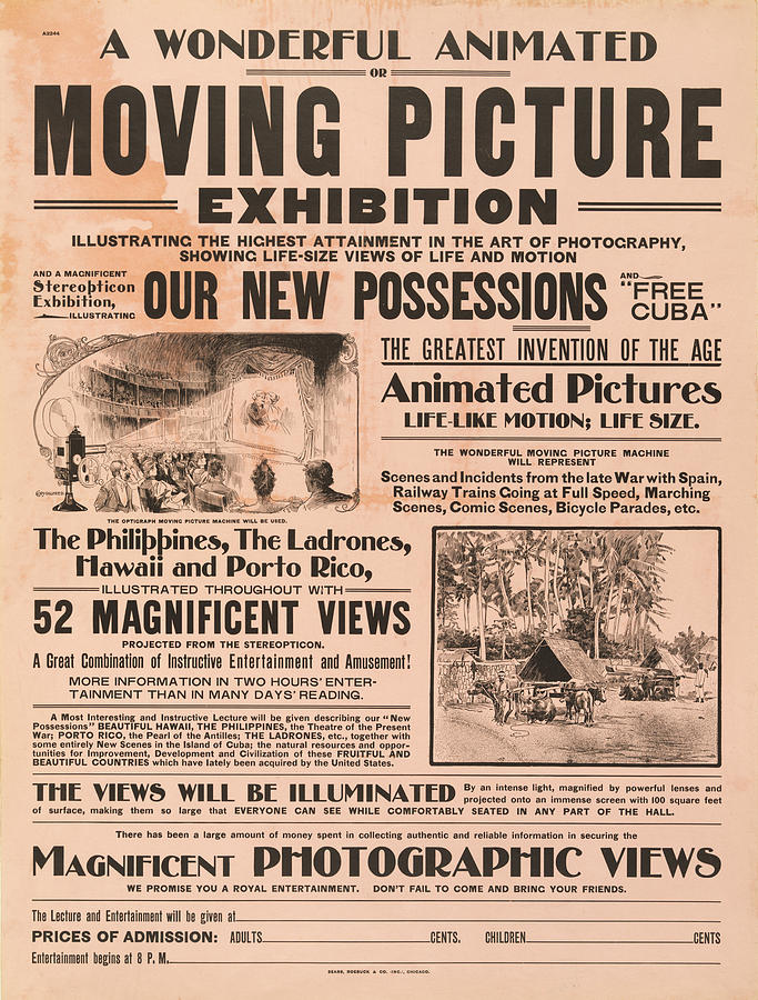 Vintage Moving Picture Exibition Advert Photograph by Digital Reproductions