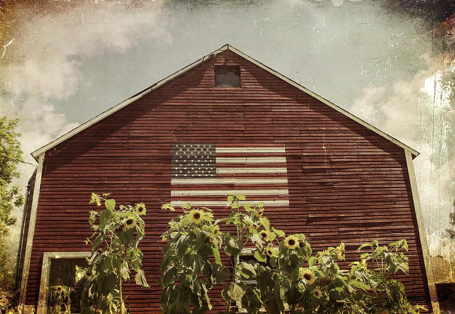 Vintage New England Patriotic Barn Photograph