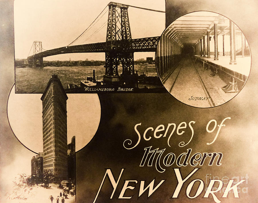 Brooklyn Bridge Painting - Vintage New York City Travel Brochure by Mindy Sommers