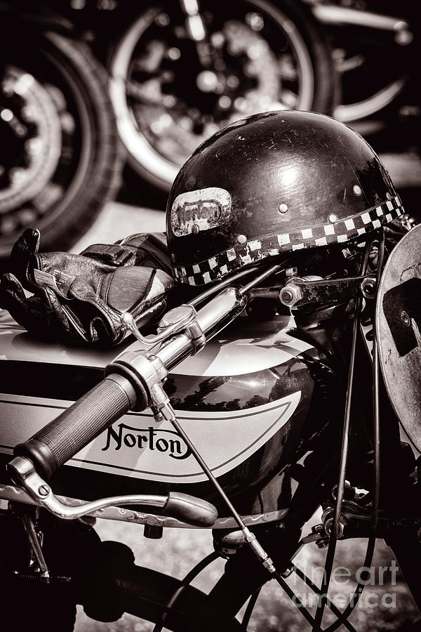 Vintage Norton and Helmet Photograph by Tim Gainey