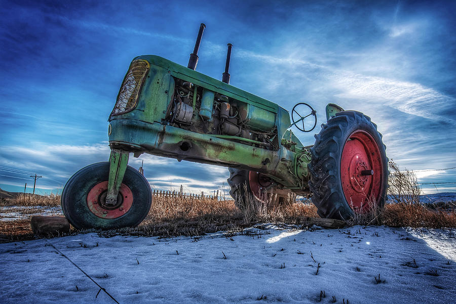 Vintage Oliver Tractor In Winter Photograph